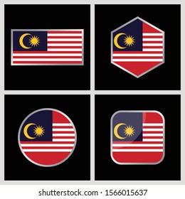 Malaysia Flag Vector icon Illustration. Malaysia Flag Icon Set