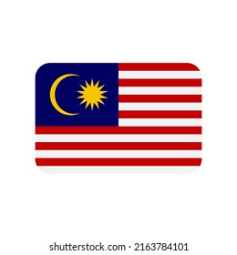 Icono del vector de bandera de Malasia en fondo blanco