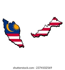 Malaysia flag vector illustration, fits Malaysia country map frame, on isolated white background, cool for sticker, emblem, badge
banners, t-shirts, etc.