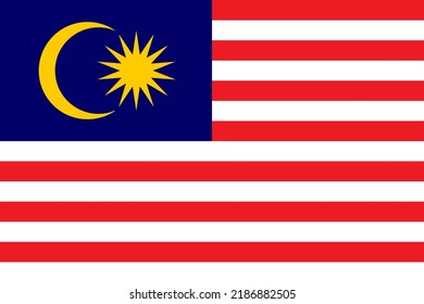 Bandera de Malasia vectorial (rojo, naranja, azul, blanco)