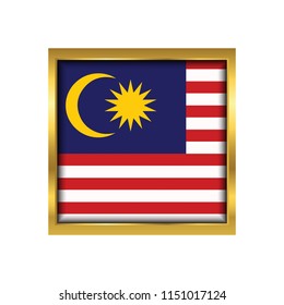 Malaysia Flag Vector Square Icon - Illustration, Flag of Malaysia. Abstract concept, icon,golden square, button. Raster illustration on white background.