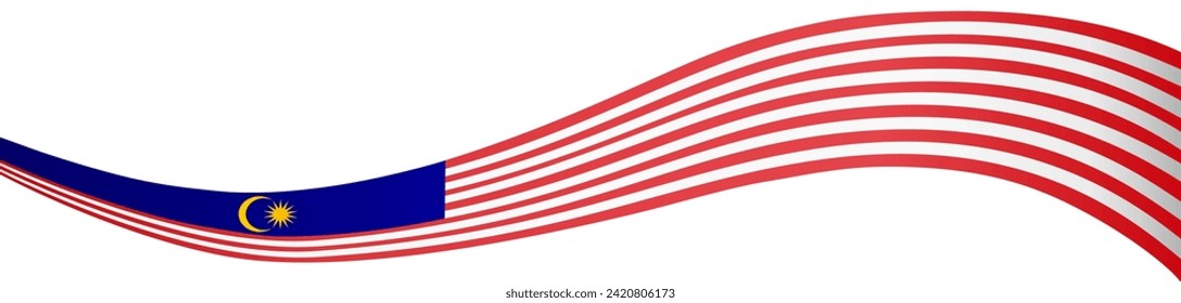 La ola de la bandera de Malasia aislada en la png o en un fondo transparente. ilustración vectorial.
