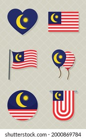 Malaysia flags icon set design