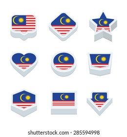 Malaysia flags icons and button set nine styles