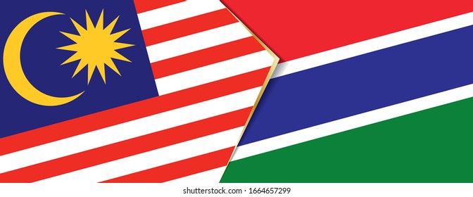 Malaysia and Gambia flags, two vector flags symbol of relationship or confrontation.