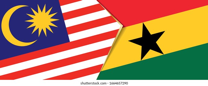 Malaysia and Ghana flags, two vector flags symbol of relationship or confrontation.