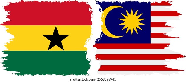 Malaysia and Ghana grunge flags connection, vector