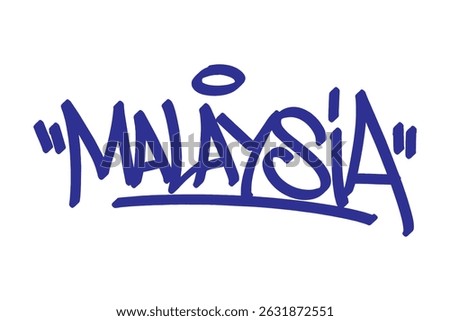 Malaysia graffiti tag in bold vector lettering on transparent background, showcasing vibrant urban culture and creative street art. Perfect for hip hop, youth, and cultural design projects.