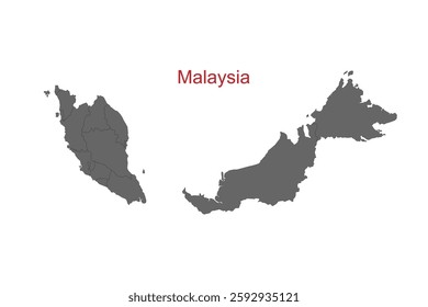 Malaysia grey map icon. Isolated on white background.
