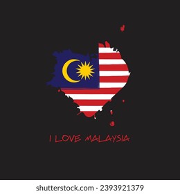 Malaysia grunge flag heart design. Vector illustration.