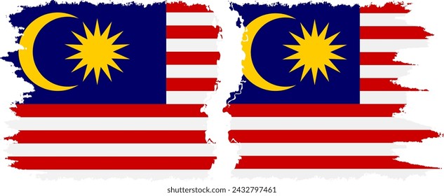 Malaysia and Malaysia grunge flags connection, vector
