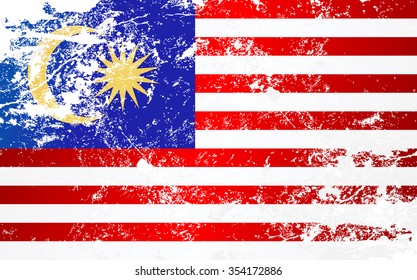 Malaysia Grunge Texture Flag. Grunge effect can be cleaned easily.