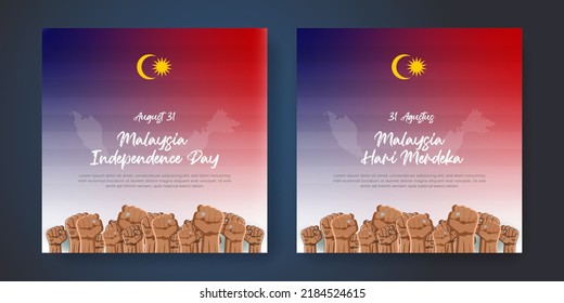 Malaysia Hari Merdeka Independence Day August 31 Social Media Post Template