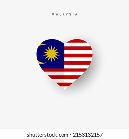 Malaysia heart shaped flag. Origami paper cut Malaysian national banner. 3D vector illustration isolated on white with soft shadow.