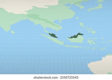 Malasia destacó en un mapa detallado, la ubicación geográfica de Malasia. Mapa de Vector.