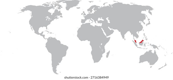 Malasia destacada en el diseño del Vector del mapa mundial