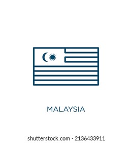 malaysia icon. Thin linear malaysia outline icon isolated on white background. Line vector malaysia sign, symbol for web and mobile