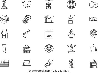 Malaysia icons collection is a vector illustration with editable stroke.