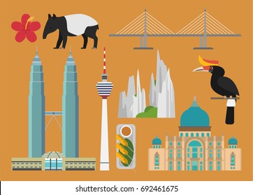 Malaysia Illustration, Vector, Landmark, Culture, Travel
