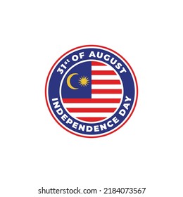 Malaysia Independence Day 31st of August. Circle Logo Badge for Label, Sign, Symbol, Stamp, Emblem, and Icon Vector Illustration