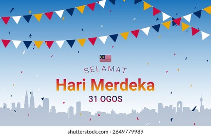 Malaysia Independence Day Background Design. Translation :  Happy Independence Day. August 31.
