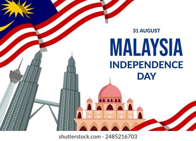 malaysia independence day background illustration in flat style