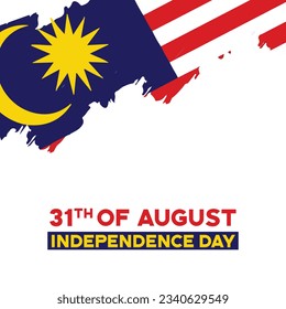 Malaysia independence day banners template. Design with national flag brush style best for banner, instagram post, greetings