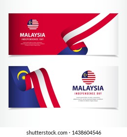 Malaysia Independence Day Celebration, banner set Design Vector Template Illustration