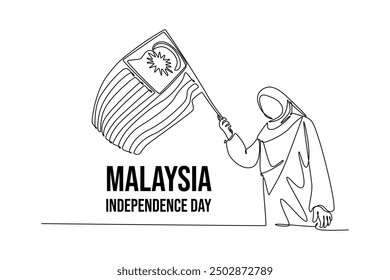 Konzept des Malaysia Independence Day. Einzeiliges Zeichnungsdesign, Vektorgrafik.