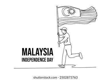 Malaysia Independence Day concept. Single line draw design vector graphic illustration.