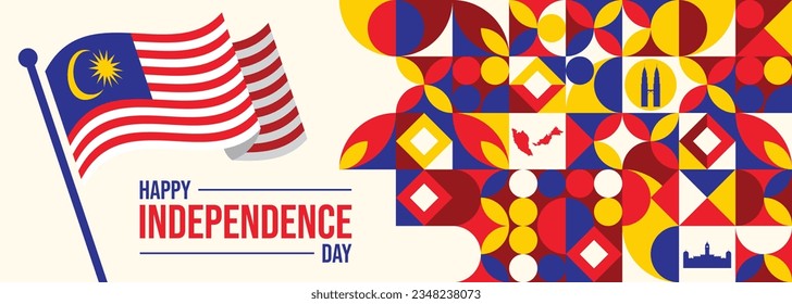 Malaysia INDEPENDENCE DAY and Malaysia flag translation (31 ogos selamat hari merdeka) vector illustration

