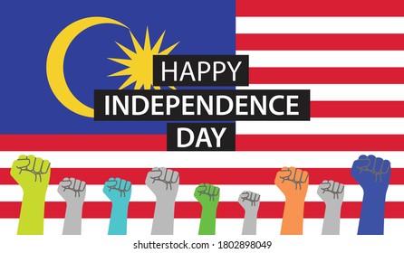 Malaysia Independence Day With Hand Signature