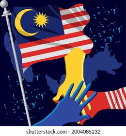 malaysia independence day, hands with flag