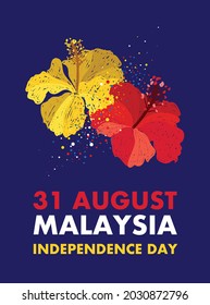 Malaysia Independence Day, Hari Merdeka Illustration, Bunga Raya, Hibiscus, Bunga Kebangsaan, 31 August 1957