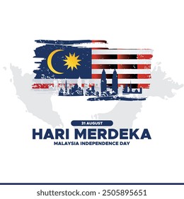 Malaysia independence Day, Malaysia National Day, Hari Merdeka, 31 August Malaysia day, stock illustration, greeting card, background concept about Hari Merdeka, Malaysia independence Day.