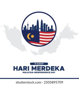 Malaysia independence Day, Malaysia National Day, Hari Merdeka, 31 August Malaysia day, stock illustration, greeting card, background concept about Hari Merdeka, Malaysia independence Day.