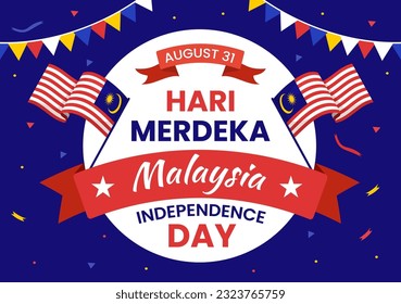 Malaysia Independence Day Vector Illustration on 31 August with Waving Flag in National Holiday Flat Cartoon Hand Drawn Background Templates