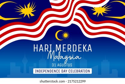 Malaysia Independence day with waving flag vector template for banner and others