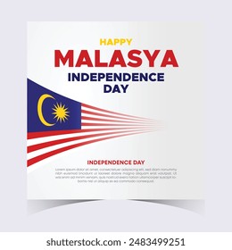 Malaysia Independence Day Web Banner and Background. Happy 31st August Malaysia National Day Celebration Banner With Malaysian Flag Template for Poster, Advertising Post, cover, Card, flyer, header