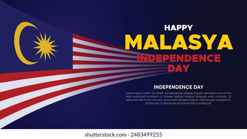 Malaysia Independence Day Web Banner and Background. Happy 31st August Malaysia National Day Celebration Banner With Malaysian Flag Template for Poster, Advertising Post, cover, Card, flyer, header