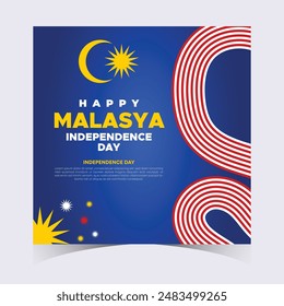 Malaysia Independence Day Web Banner and Background. Happy 31st August Malaysia National Day Celebration Banner With Malaysian Flag Template for Poster, Advertising Post, cover, Card, flyer, header