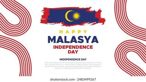 Malaysia Independence Day Web Banner and Background. Happy 31st August Malaysia National Day Celebration Banner With Malaysian Flag Template for Poster, Advertising Post, cover, Card, flyer, header