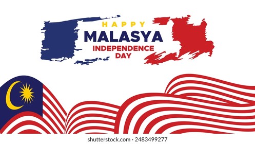 Malaysia Independence Day Web Banner and Background. Happy 31st August Malaysia National Day Celebration Banner With Malaysian Flag Template for Poster, Advertising Post, cover, Card, flyer, header