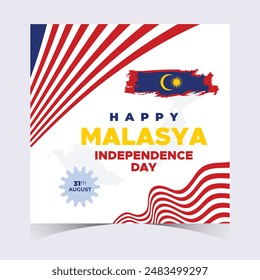Malaysia Independence Day Web Banner and Background. Happy 31st August Malaysia National Day Celebration Banner With Malaysian Flag Template for Poster, Advertising Post, cover, Card, flyer, header