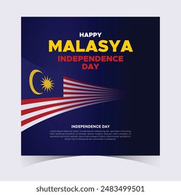 Malaysia Independence Day Web Banner and Background. Happy 31st August Malaysia National Day Celebration Banner With Malaysian Flag Template for Poster, Advertising Post, cover, Card, flyer, header