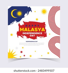 Malaysia Independence Day Web Banner and Background. Happy 31st August Malaysia National Day Celebration Banner With Malaysian Flag Template for Poster, Advertising Post, cover, Card, flyer, header