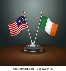 Malaysia and Ireland table flags relation with gradient backgrund