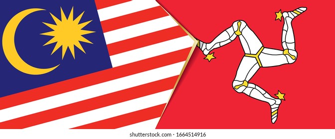 Malaysia and Isle of Man flags, two vector flags symbol of relationship or confrontation.