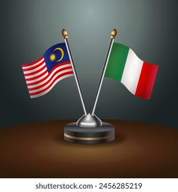 Malaysia and Italy table flags relation with gradient backgrund