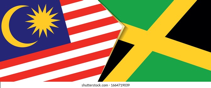 Malasia y Jamaica banderas, dos vectores símbolo de relación o confrontación.
